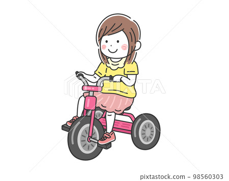 Illustration of a girl riding a tricycle 98560303
