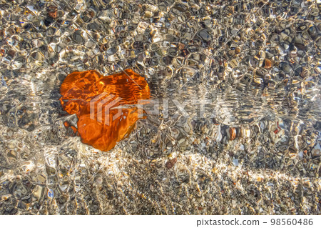 orange heart shaped stone at the beach orange heart shaped stone at the beach 98560486
