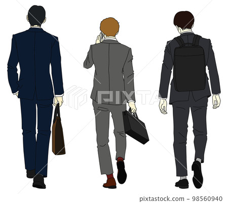 Illustration of the back of three businessmen 98560940