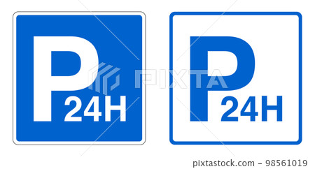 Road sign 24-hour parking icon 98561019