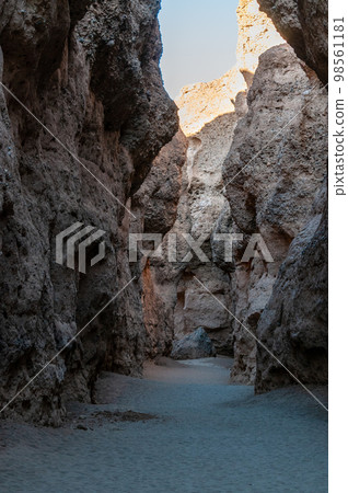 Inside Sesriem canyon in Namibia 98561181