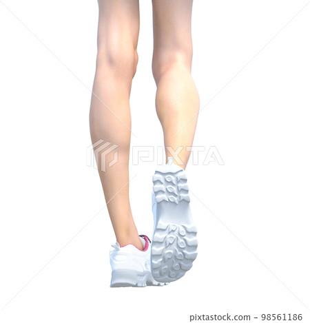 腳穿運動鞋燙髮3DCG插畫素材 98561186