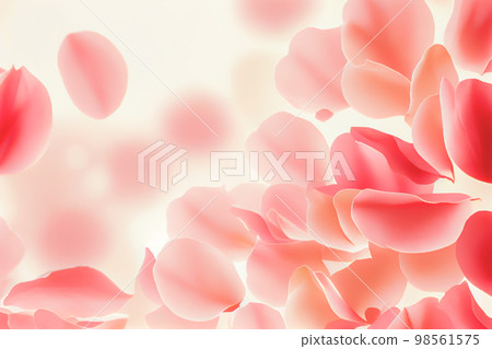 Valentine frame made of rose flowers, confetti on white background Valentine frame made of rose flowers, confetti on white background 98561575