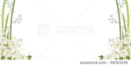 透明背景白牡丹和日本圖案雲竹圖案背景材料（雙面） 98561636