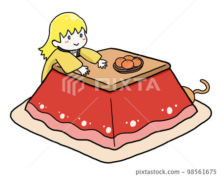 用被爐暖身的白人女孩的插圖 98561675