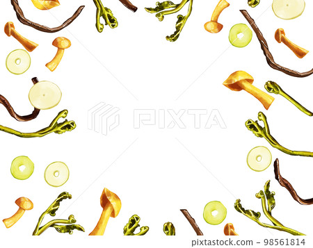 Hand-painted watercolor wild vegetable illustration rectangular frame / enclosure Hand-painted watercolor wild vegetable illustration rectangular frame / enclosure 98561814