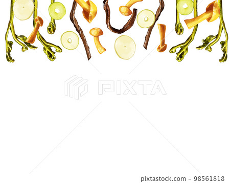 Hand-painted watercolor wild vegetable illustration rectangular frame top Hand-painted watercolor wild vegetable illustration rectangular frame top 98561818