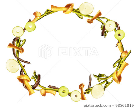 Hand-painted watercolor wild vegetable illustration rectangular frame oval Hand-painted watercolor wild vegetable illustration rectangular frame oval 98561819