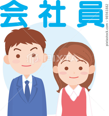 工作人員圖標_公司員工男性和女性_角色_帶背景色 98561882