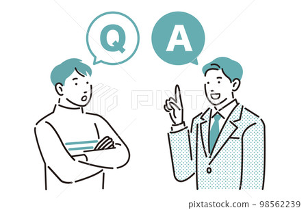 Person Q&A male questioner and male respondent 98562239