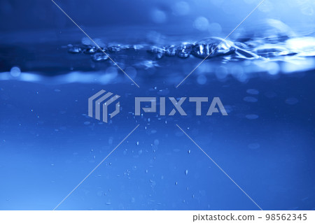 water drops falling into deep blue water 98562345