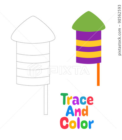 Firecrackers tracing worksheet for kids - Stock Illustration [98562593 ...