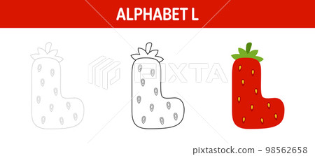Alphabet L tracing and coloring worksheet for kids 98562658