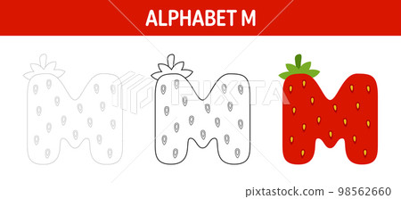 Alphabet M tracing and coloring worksheet for kids 98562660