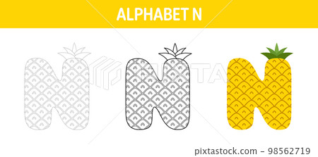 Alphabet N tracing and coloring worksheet for kids Alphabet N tracing and coloring worksheet for kids 98562719