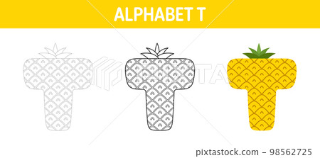 Alphabet T tracing and coloring worksheet for kids Alphabet T tracing and coloring worksheet for kids 98562725