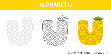 Alphabet U tracing and coloring worksheet for kids Alphabet U tracing and coloring worksheet for kids 98562726