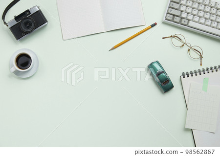 various office supplies on the desk various office supplies on the desk 98562867