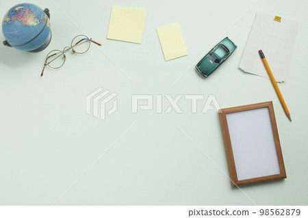 various office supplies on the desk various office supplies on the desk 98562879