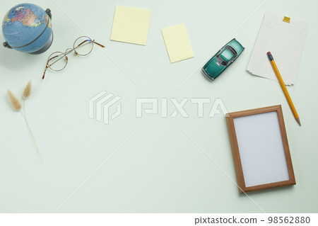 various office supplies on the desk various office supplies on the desk 98562880
