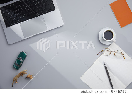 various office supplies on the desk 98562973