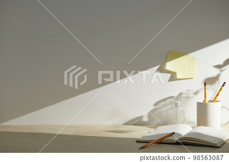 various office supplies on the desk various office supplies on the desk 98563087
