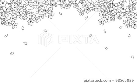 櫻花鋼筆劃背景 櫻花鋼筆劃背景 98563089