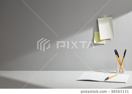 various office supplies on the desk various office supplies on the desk 98563131