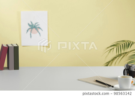 various office supplies on the desk various office supplies on the desk 98563142