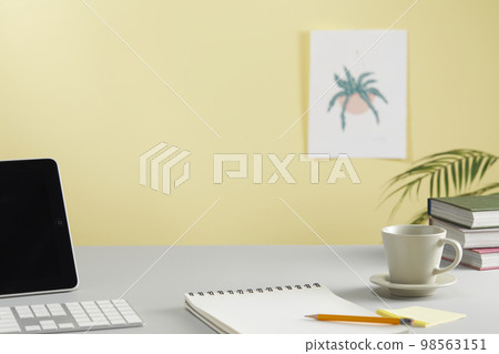 various office supplies on the desk various office supplies on the desk 98563151