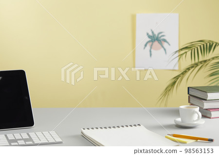 various office supplies on the desk various office supplies on the desk 98563153