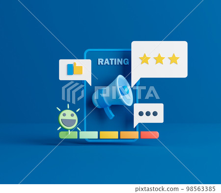 3d rendering concept customer service rating. Online feedback and review. 3d rendering concept customer service rating. Online feedback and review. 98563385