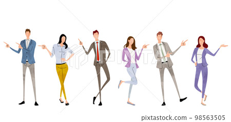 Vector illustration material: person set showing with finger, business 98563505