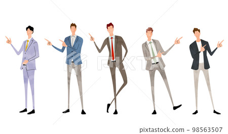 Vector illustration material: male person set showing with finger, business 98563507
