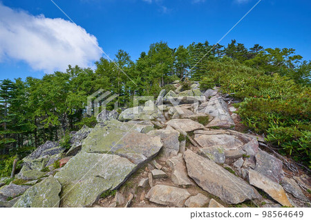 Mt.Asahi-dake direction from the scree field of large unagi toward Mt.Kinpu in Nagano (Yamanashi) 98564649