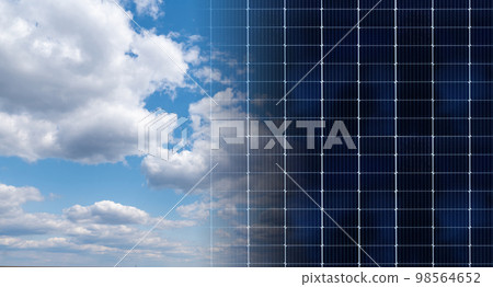 Solar panels with blue sky 98564652