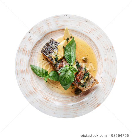Gourmet salmon steak with creamy sauce Gourmet salmon steak with creamy sauce 98564766