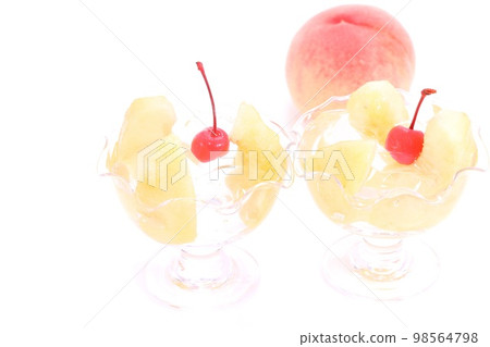 Peach jelly dessert peach bright background 98564798