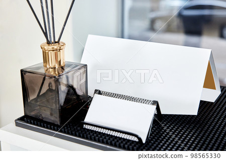Business card holder with space for your text on desk 98565330