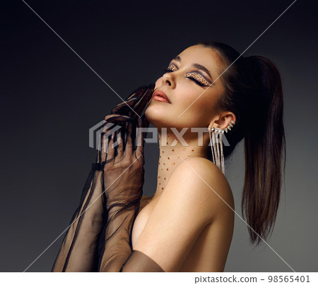 beauty bright eye makeup with arrows with rhinestones beauty bright eye makeup with arrows with rhinestones 98565401