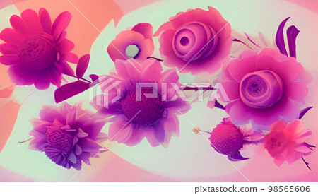 神奇而美麗的花卉圖形背景材料 98565606