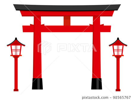 神社鳥居和燈籠 98565767