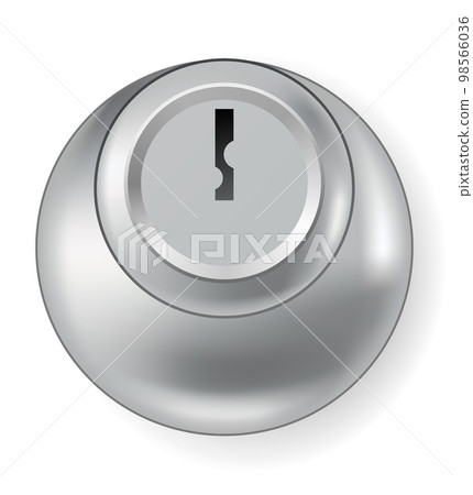 Metal or steel secure keyhole. Element for door locks, template. Realistic silver or chrome key hole mockup isolated on white background 98566036