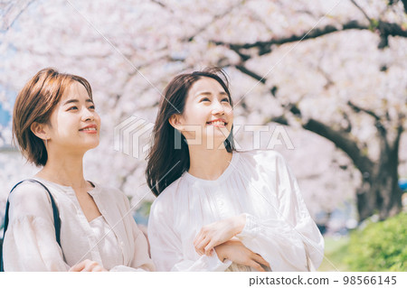 女性（朋友）櫻花景點觀光 98566145
