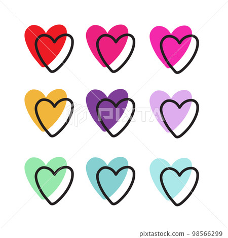 Heart Icon Vector set with different color variations 98566299