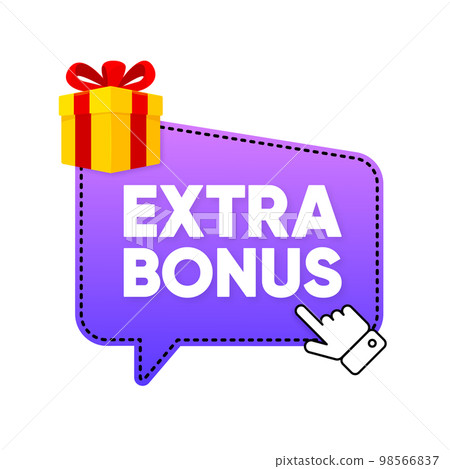 Extra Bonus label banner. Modern banner with Surprise Gift. Web template for promotion. Extra bonus label, sticker or tag icon. Bonus icon. Vector illustration. Extra Bonus label banner. Modern banner with Surprise Gift. Web template for promotion. Extra bonus label, sticker or tag icon. Bonus icon. Vector illustration. 98566837
