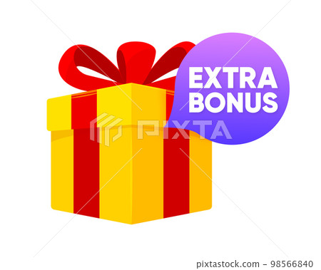 Extra Bonus label banner. Modern banner with Surprise Gift. Web template for promotion. Extra bonus label, sticker or tag icon. Bonus icon. Vector illustration. Extra Bonus label banner. Modern banner with Surprise Gift. Web template for promotion. Extra bonus label, sticker or tag icon. Bonus icon. Vector illustration. 98566840