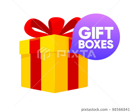 Gift Boxes label banner. Modern banner with Surprise Gift. Web template for promotion. Gift Boxes label, sticker or tag icon. Bonus icon. Vector illustration. Gift Boxes label banner. Modern banner with Surprise Gift. Web template for promotion. Gift Boxes label, sticker or tag icon. Bonus icon. Vector illustration. 98566841