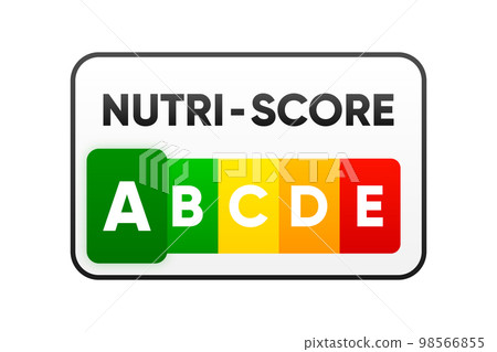Nutri Score sticker. Nutri Score system sign. Health care symbol logo for packaging. 5-Colour Nutrition Label. Vector illustration. 98566855