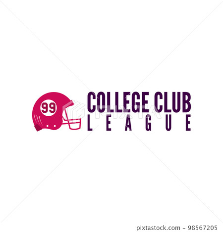 American football logo template-college club with helmet. Rugby badge graphics isolated on white background. Sports label design. Stock vector illustration 98567205
